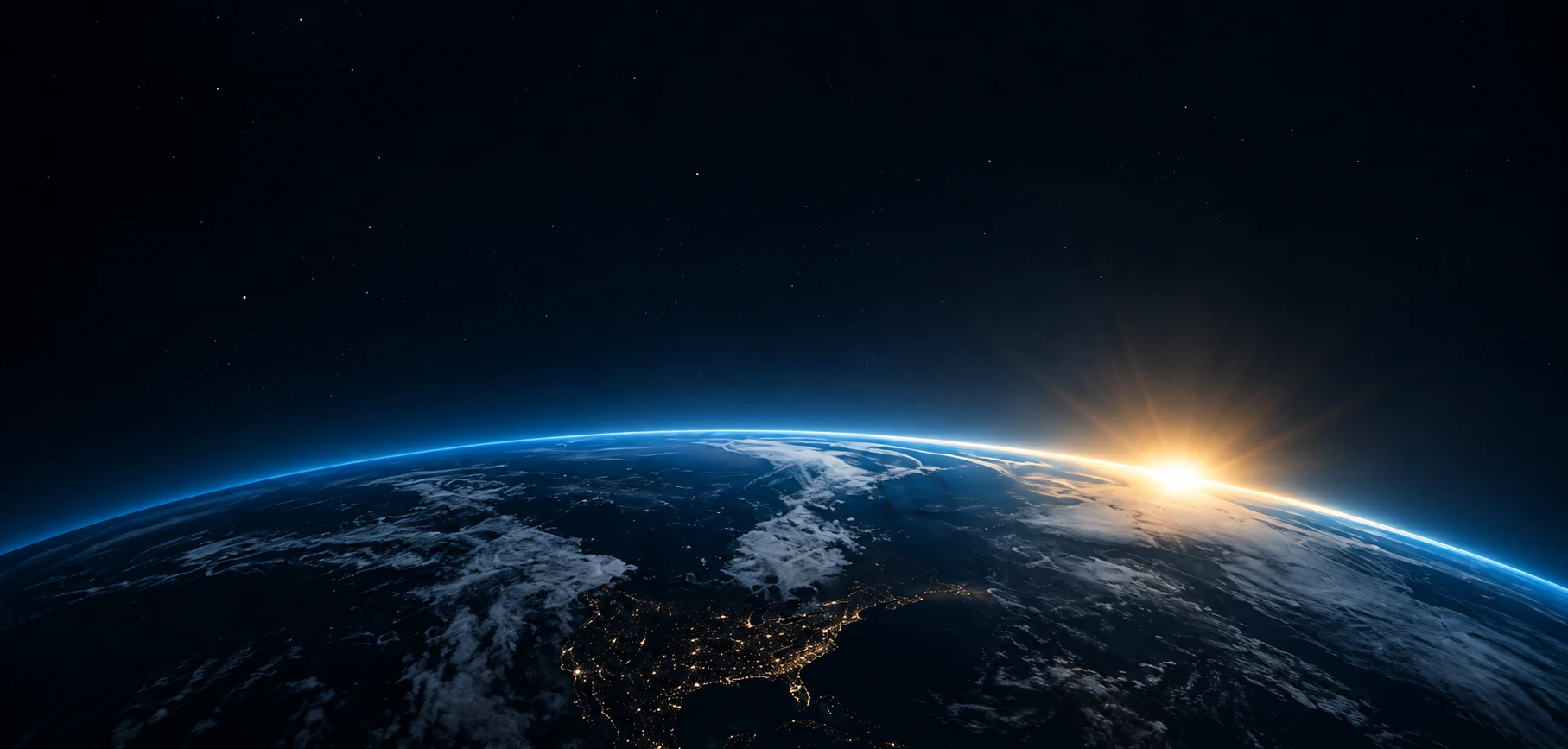 Sunrise over the curvature of the Earth as seen from orbit